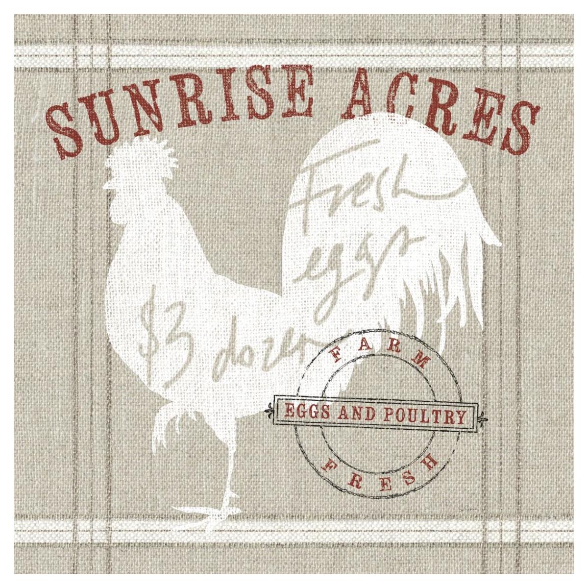 Farm Linen Rooster -Paper Art-42"x42"