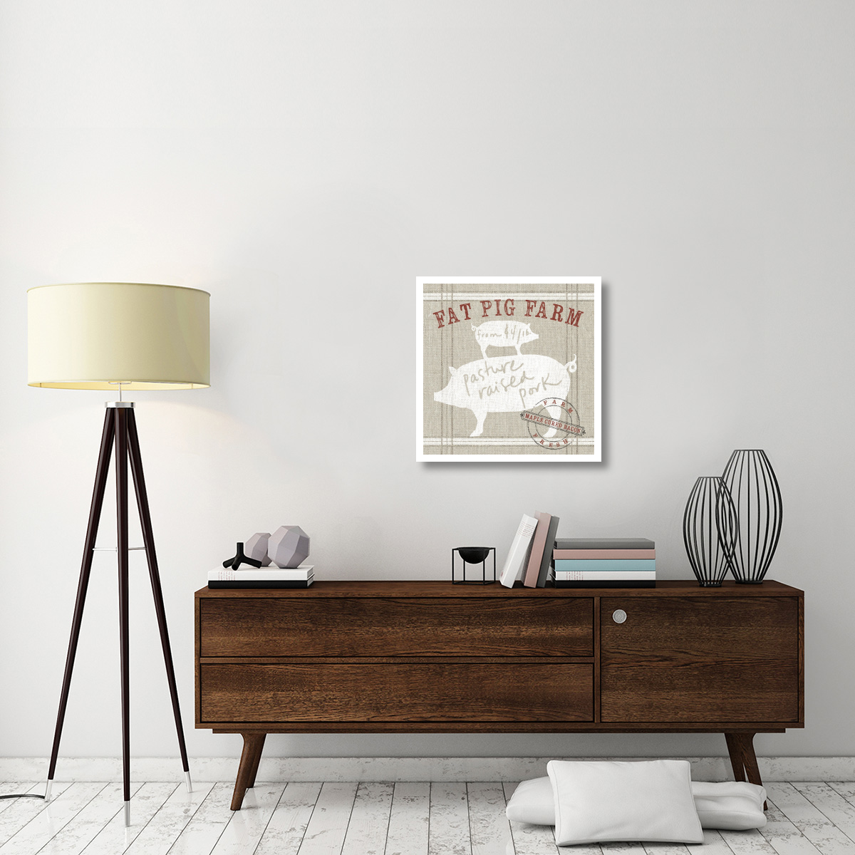 Farm Linen Pig -Paper Art-26&quotx26"