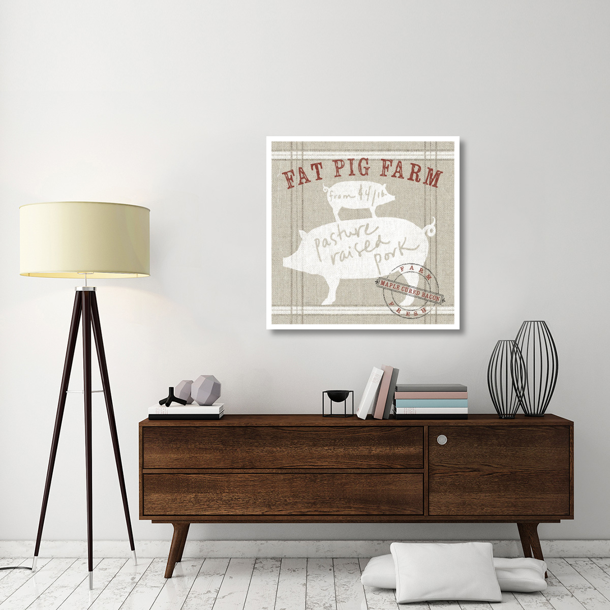 Farm Linen Pig -Paper Art-38&quotx38"