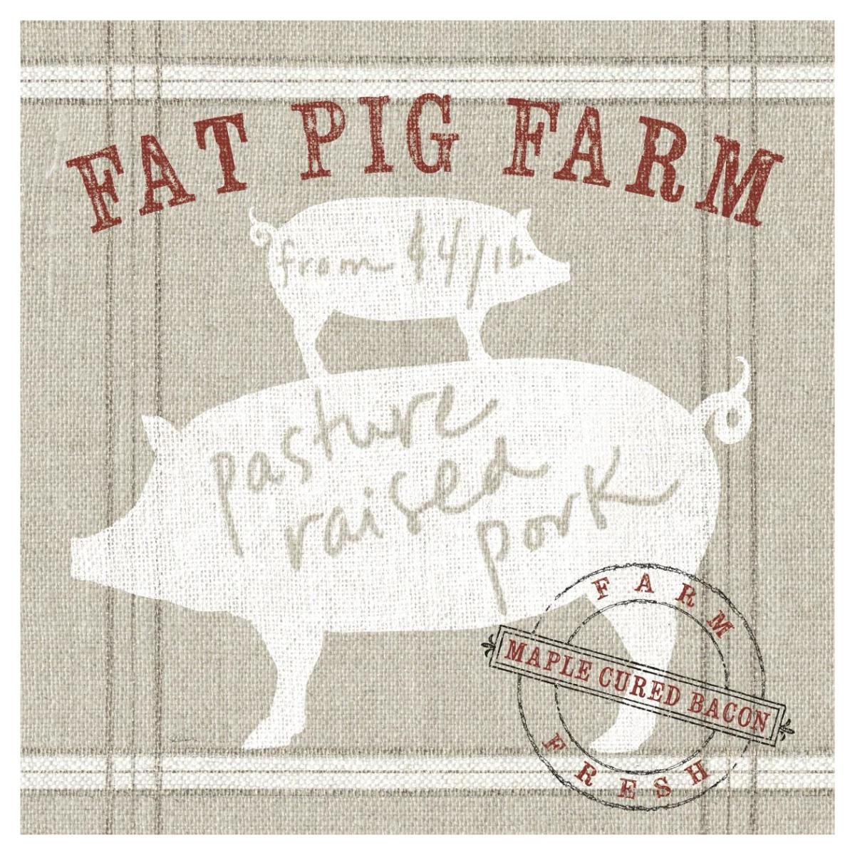 Farm Linen Pig -Paper Art-42"x42"