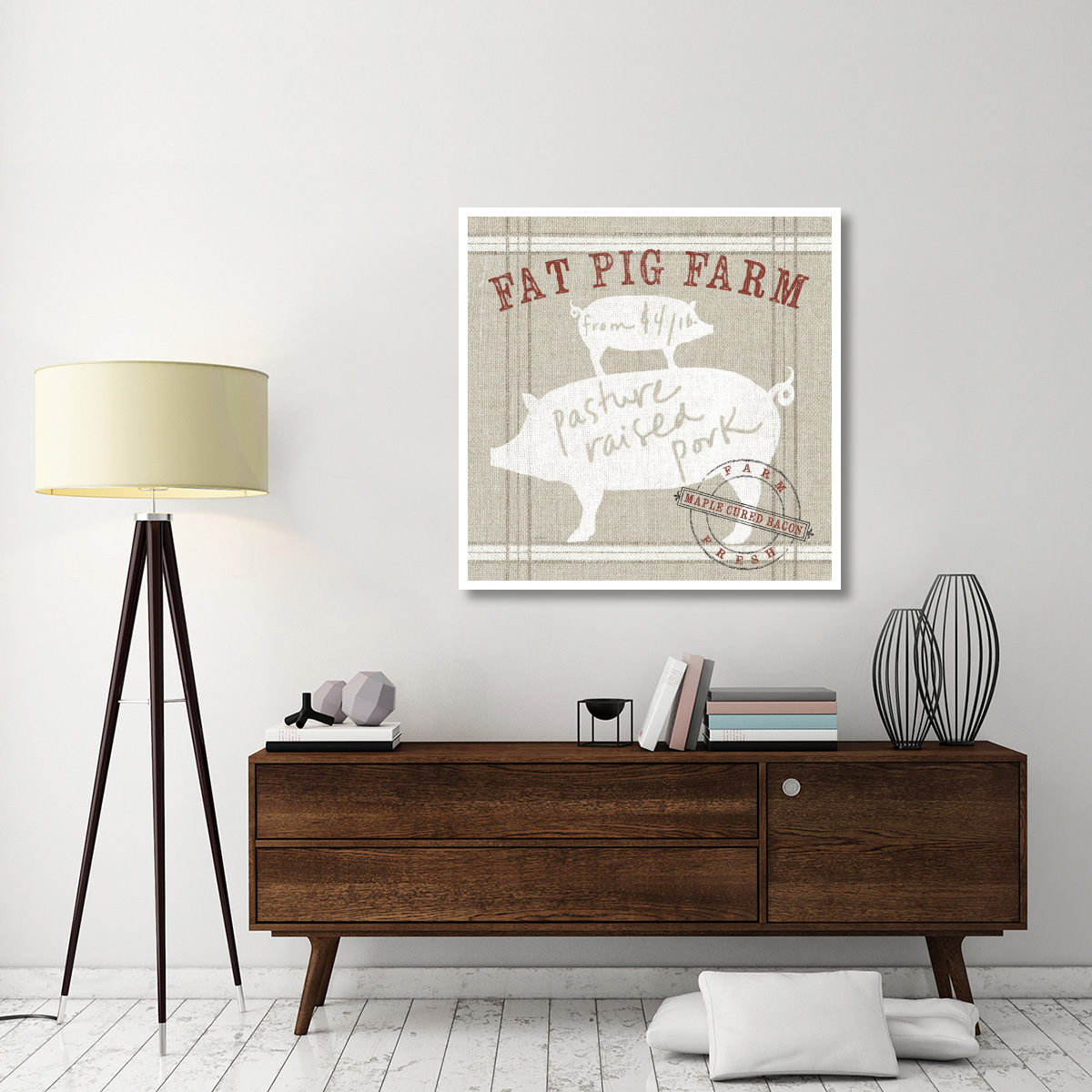Farm Linen Pig -Paper Art-42&quotx42"