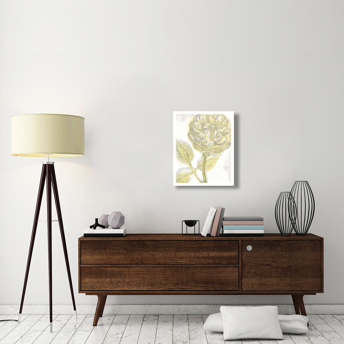 Belle Fleur Yellow III -Paper Art-22&quotx26"