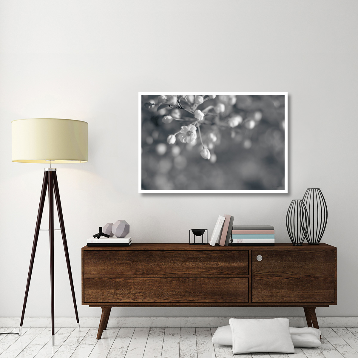 Blush Blossoms II BW -Paper Art-50&quotx34"