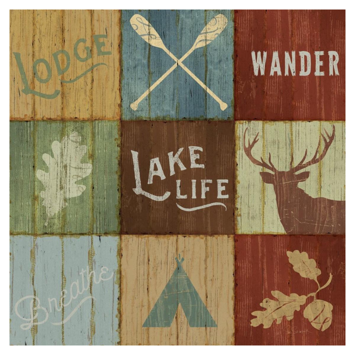 Lake Lodge VII -Paper Art-38"x38"