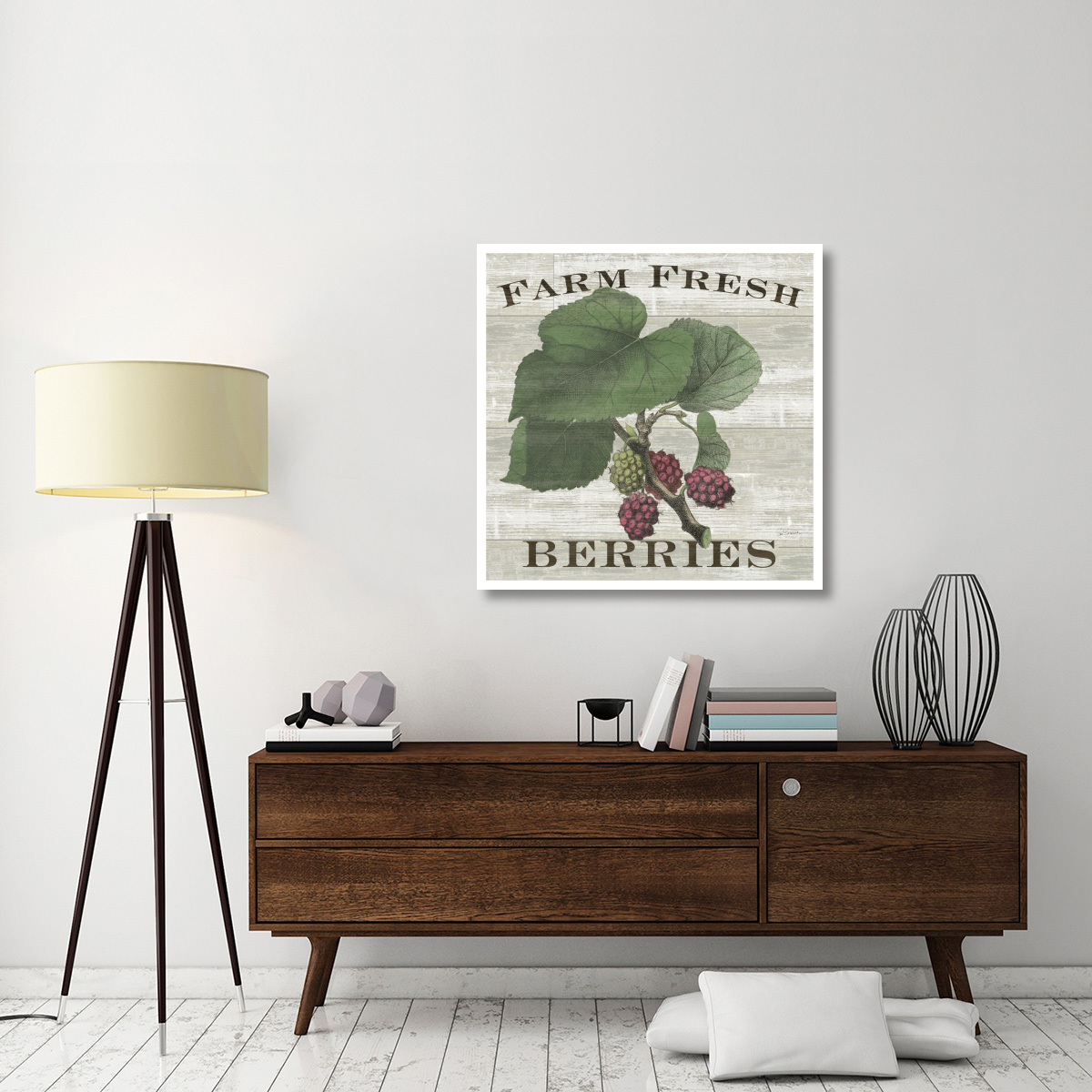Farm Fresh Raspberries Square -Paper Art-38&quotx38"