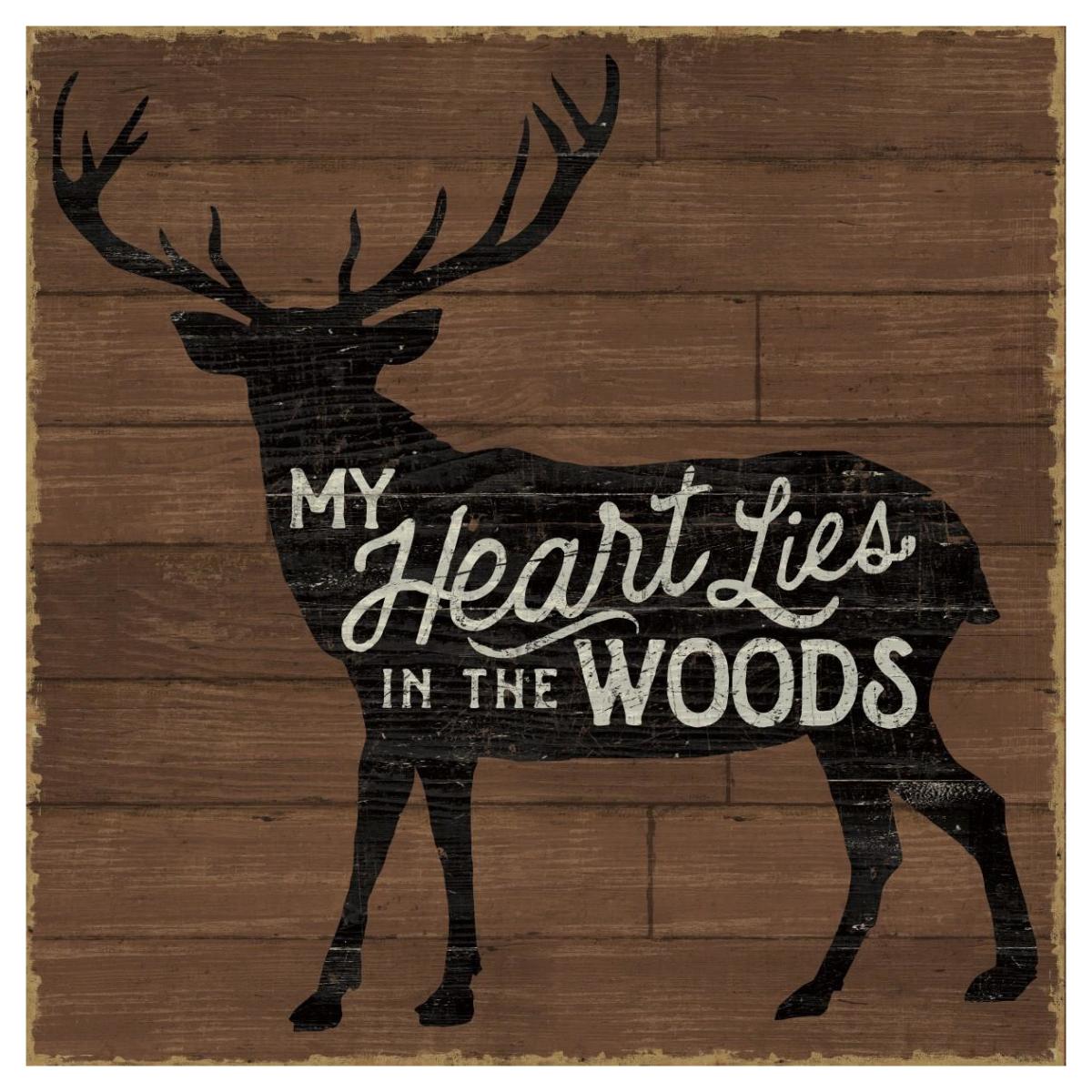 Lake Lodge II on Walnut -Paper Art-42"x42"