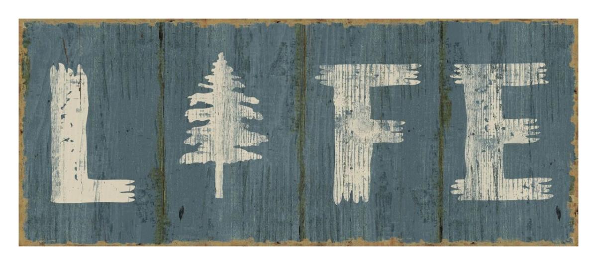Lake Lodge VI Blue -Paper Art-32"x14"