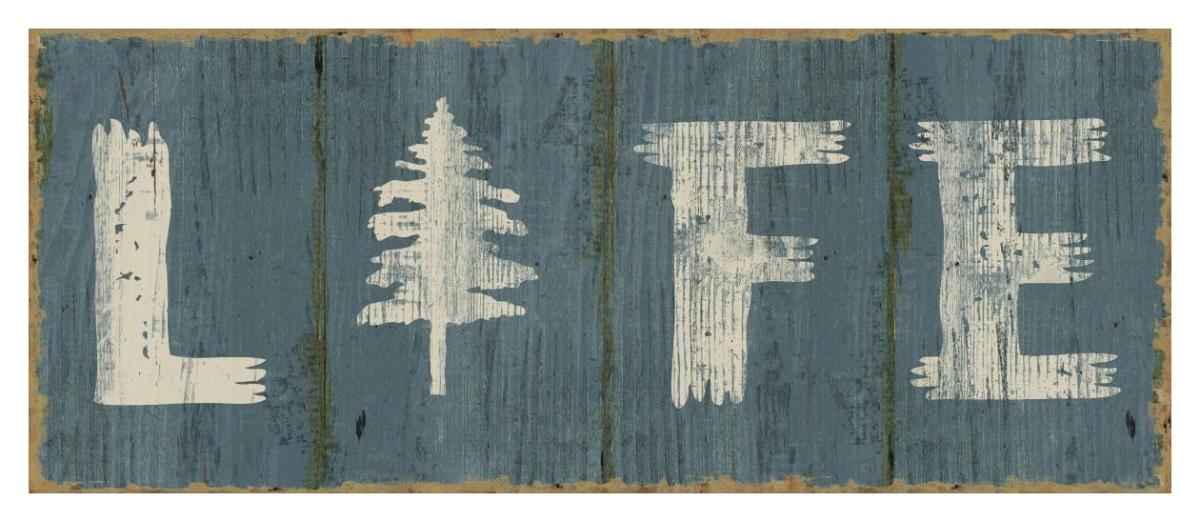 Lake Lodge VI Blue -Paper Art-42"x18"