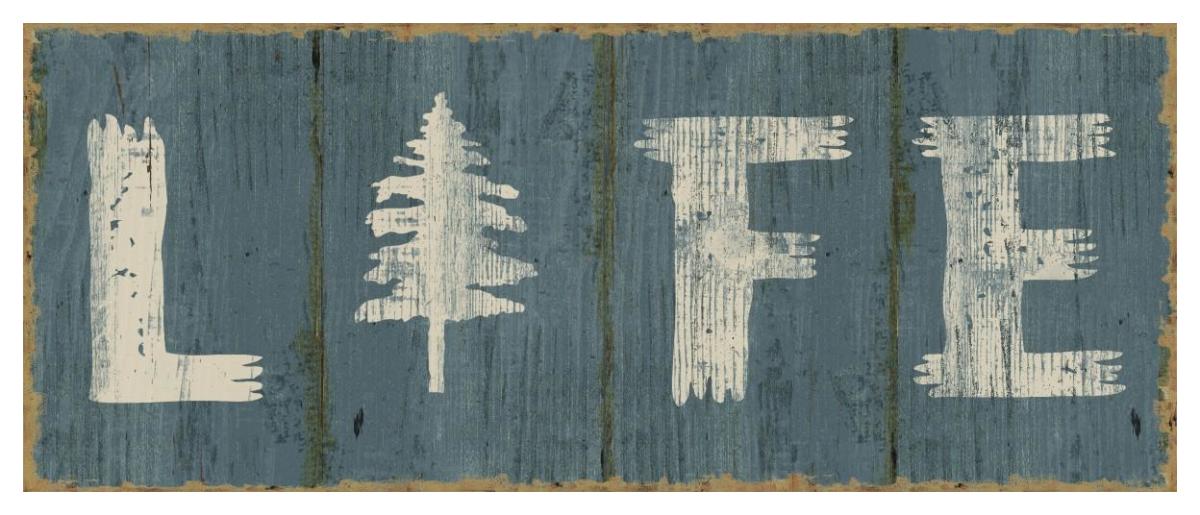 Lake Lodge VI Blue -Paper Art-52"x22"