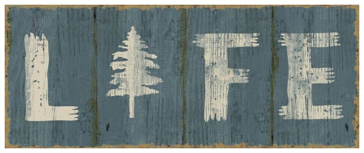 Lake Lodge VI Blue -Paper Art-77"x32"