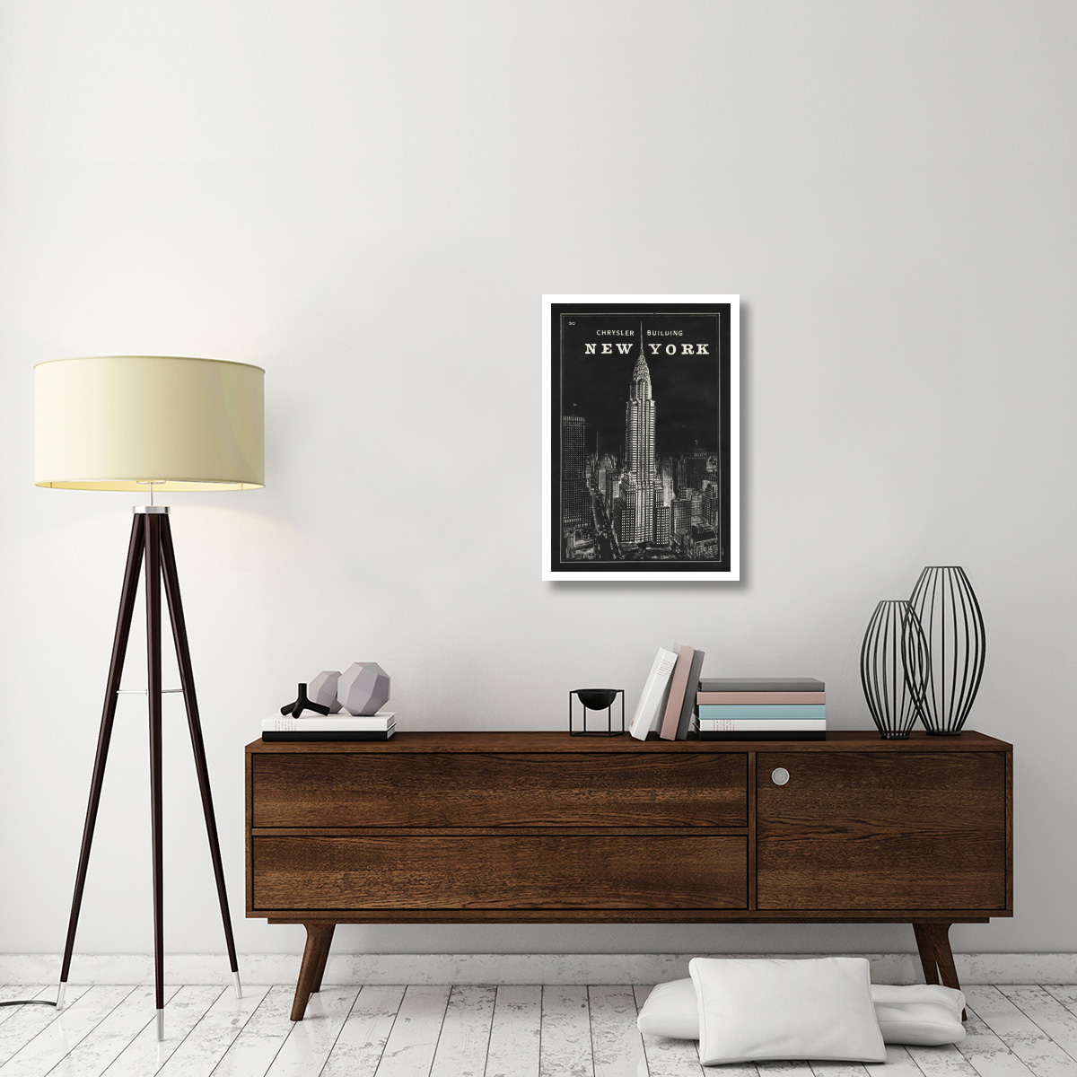 Blueprint Map New York Chrysler Building Black -Paper Art-22&quotx32"