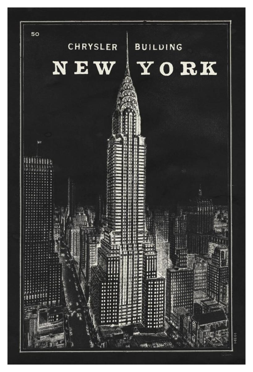 Blueprint Map New York Chrysler Building Black -Paper Art-34"x50"