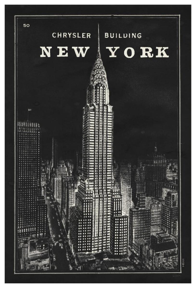 Blueprint Map New York Chrysler Building Black -Paper Art-42"x62"
