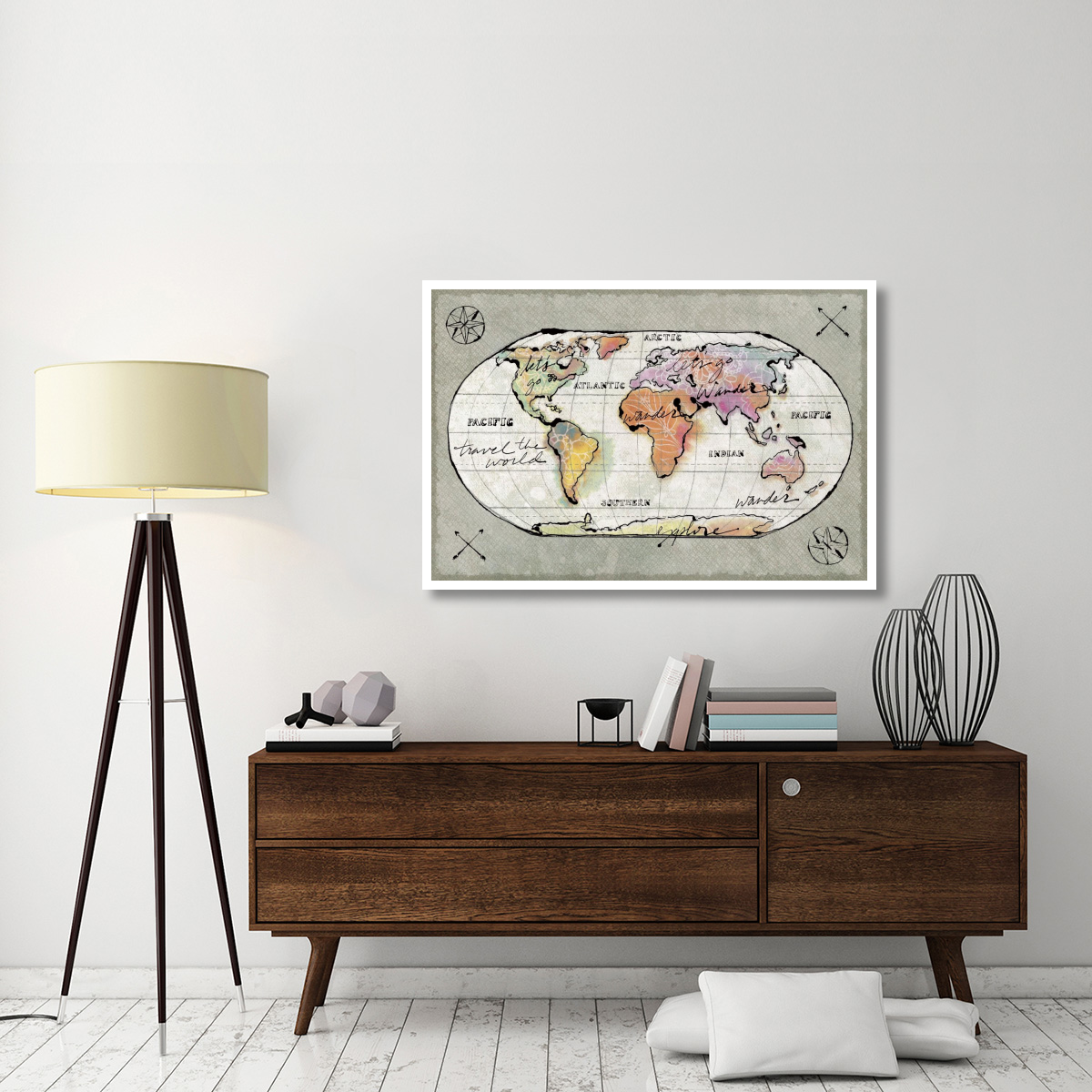 Mapped Shorelines I Neutral -Paper Art-50&quotx34"
