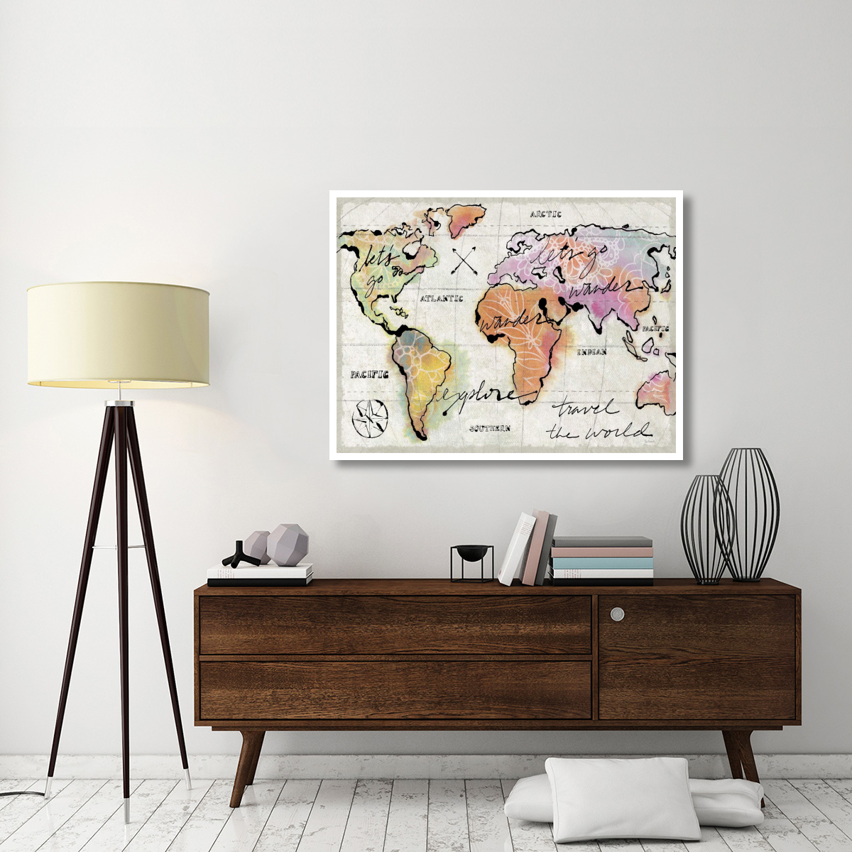 Mapped Shorelines I Neutral -Paper Art-50&quotx38"