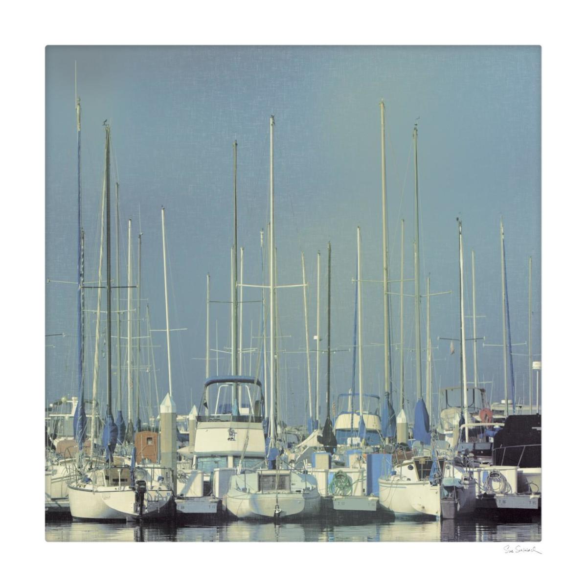 Harbor Boats Blue Sky -Paper Art-42"x42"