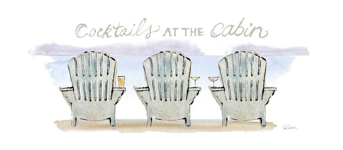 Girlfriends Cabin VII -Paper Art-32"x14"