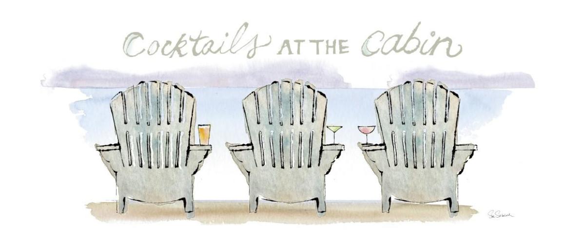 Girlfriends Cabin VII -Paper Art-62"x26"