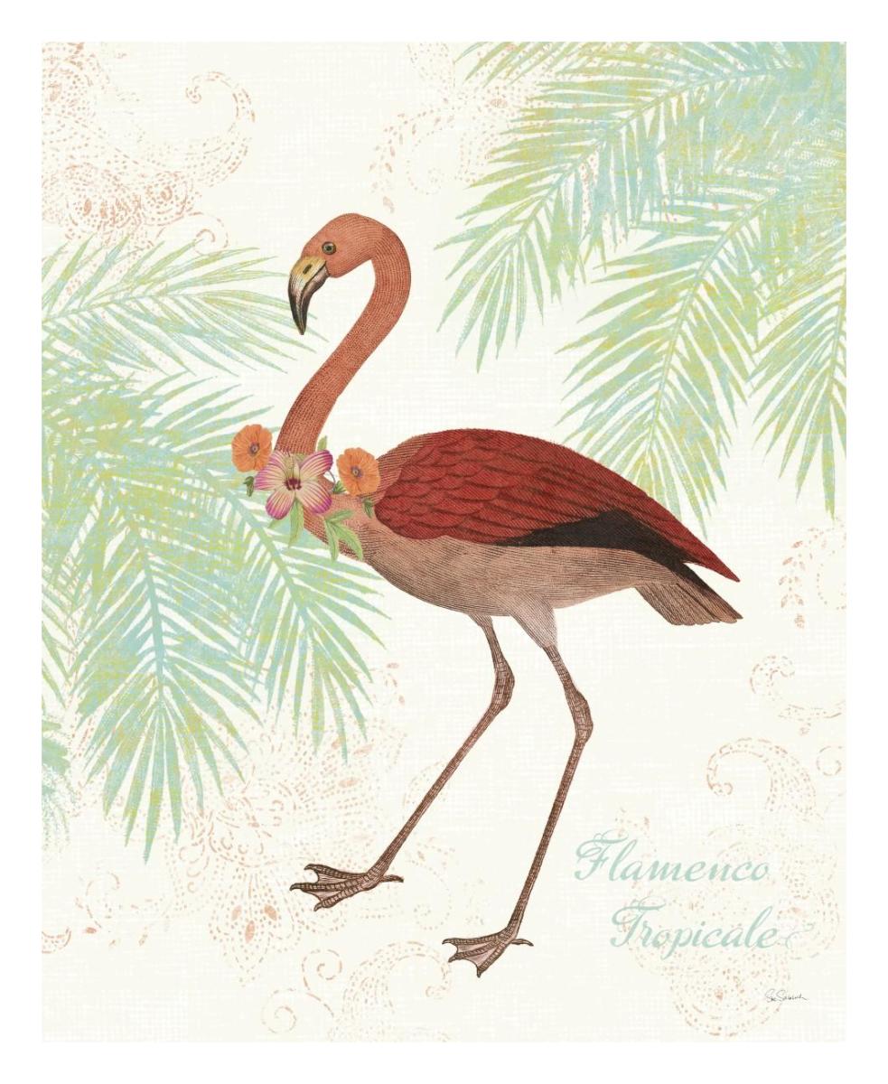 Flamingo Tropicale II -Paper Art-22"x26"