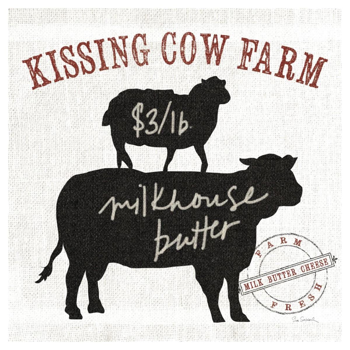 Farm Linen Cow Black -Paper Art-42"x42"
