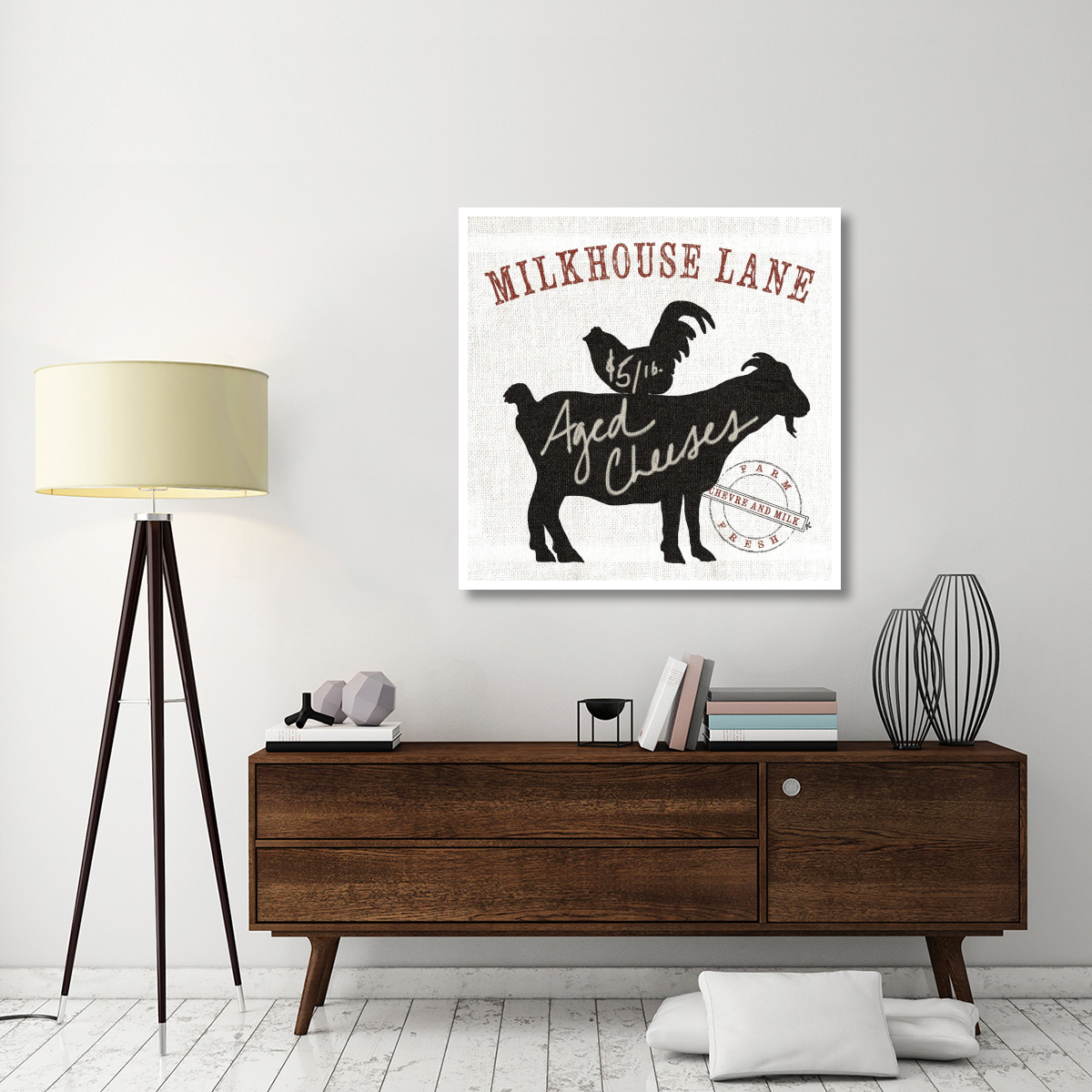 Farm Linen Goat Black -Paper Art-42&quotx42"