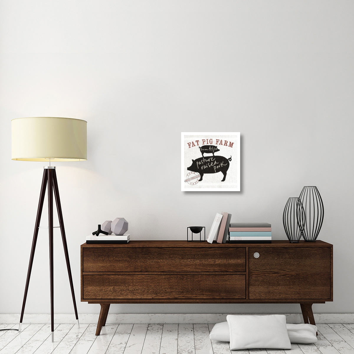 Farm Linen Pig Black -Paper Art-20&quotx20"