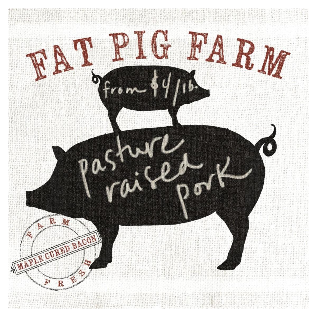 Farm Linen Pig Black -Paper Art-38"x38"