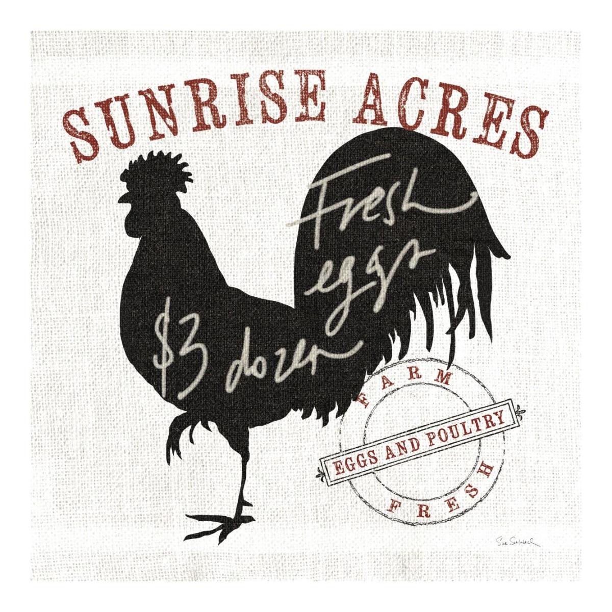 Farm Linen Rooster Black -Paper Art-20"x20"