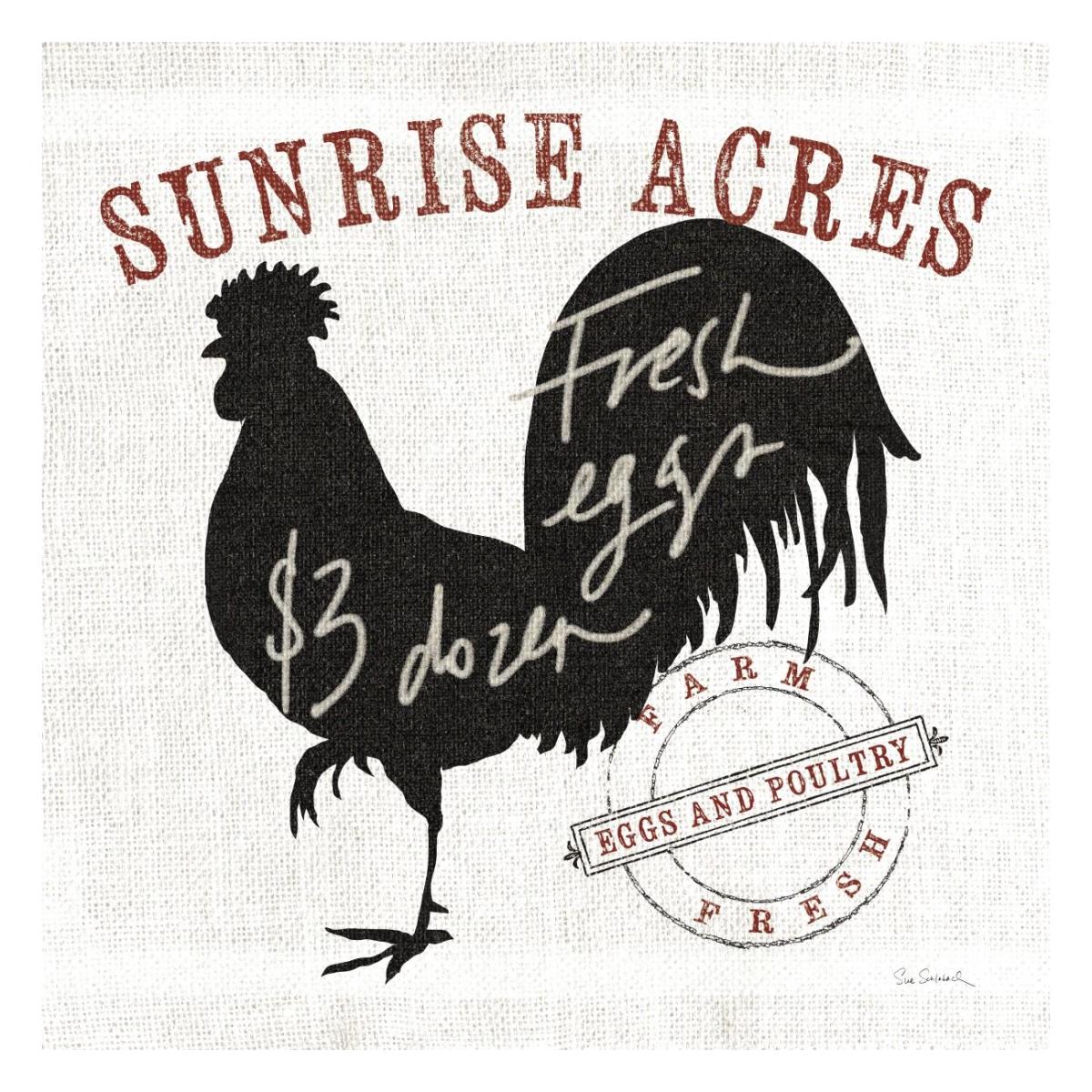 Farm Linen Rooster Black -Paper Art-26"x26"