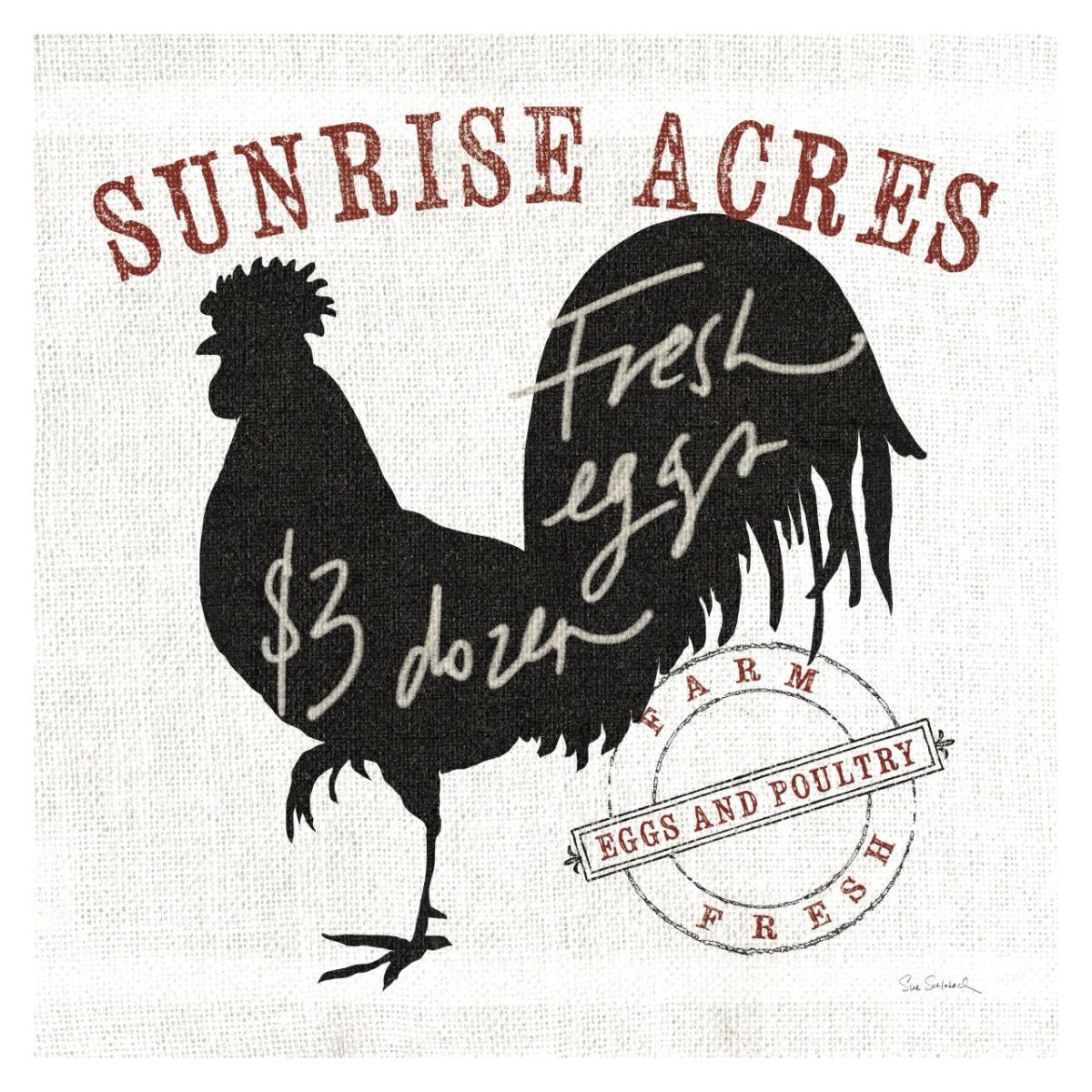 Farm Linen Rooster Black -Paper Art-32"x32"