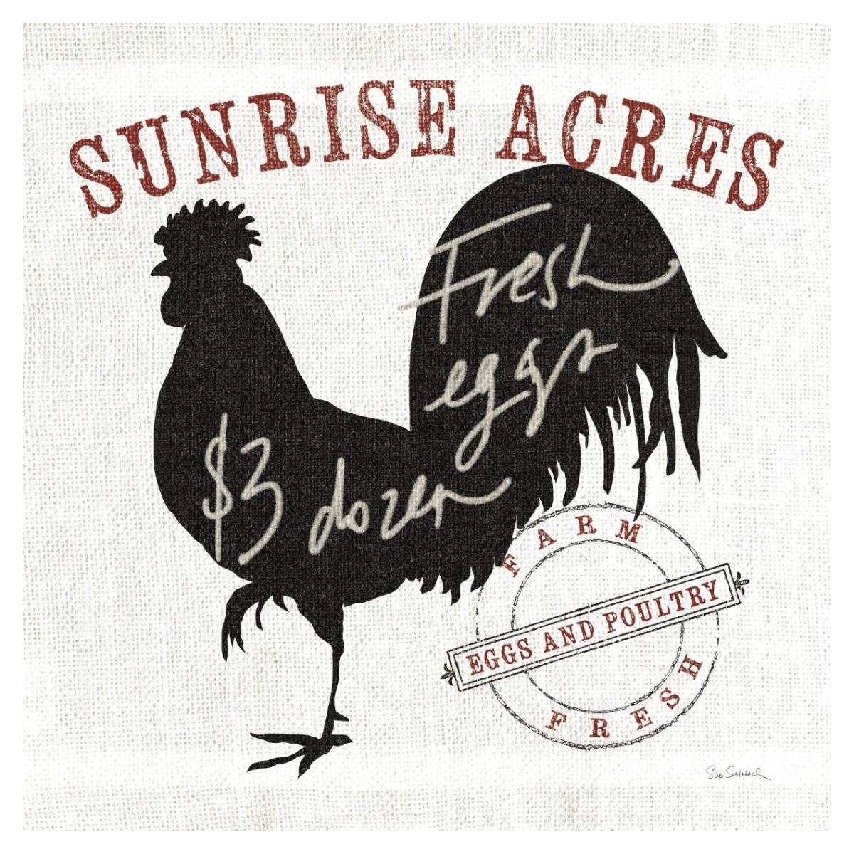 Farm Linen Rooster Black -Paper Art-38"x38"