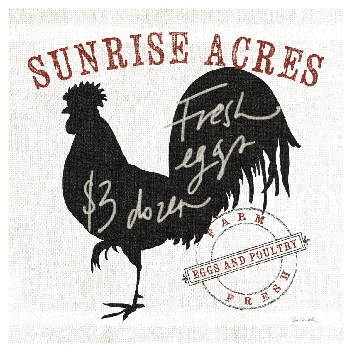 Farm Linen Rooster Black -Paper Art-42"x42"