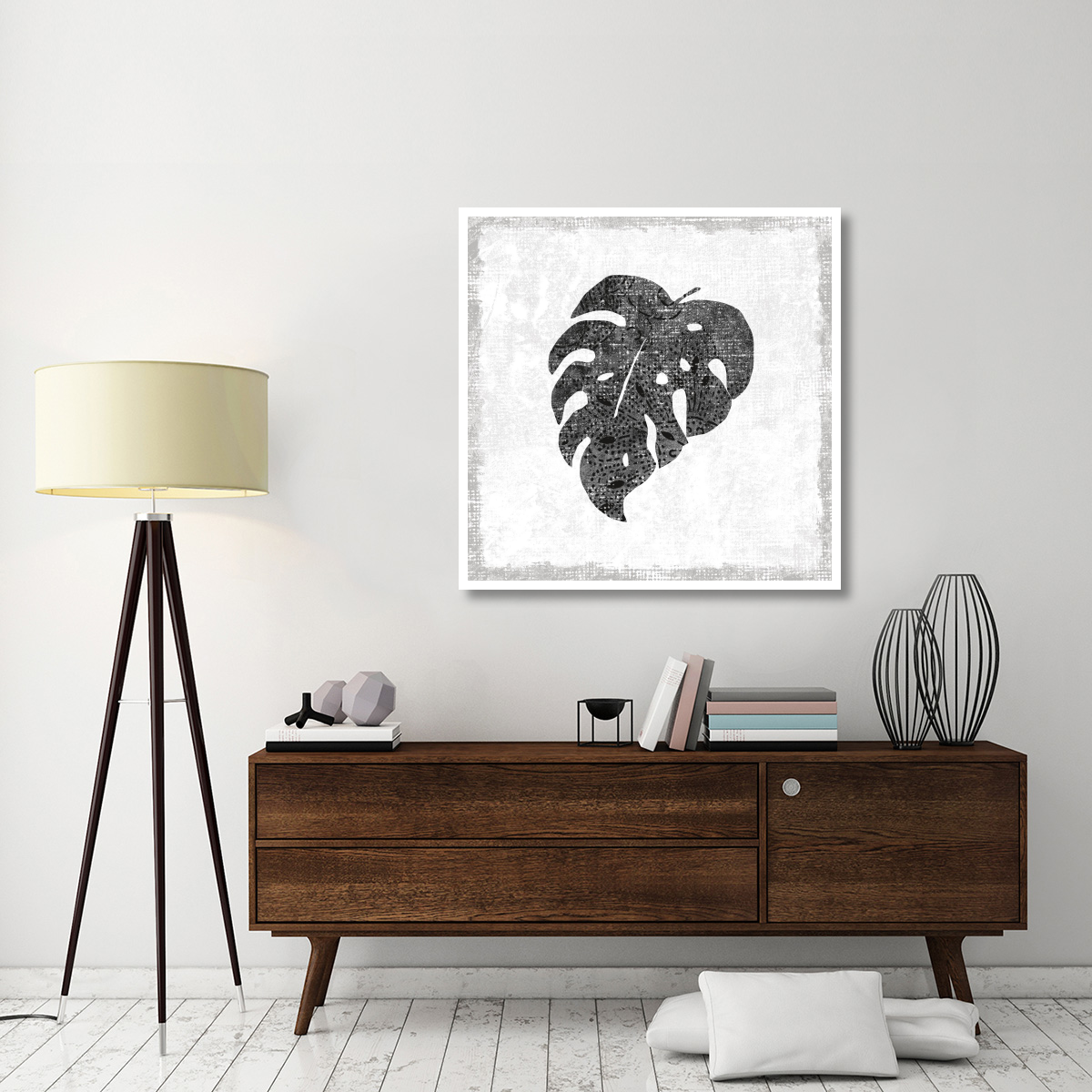 Flamingo Tropicale VIII BW -Paper Art-42&quotx42"