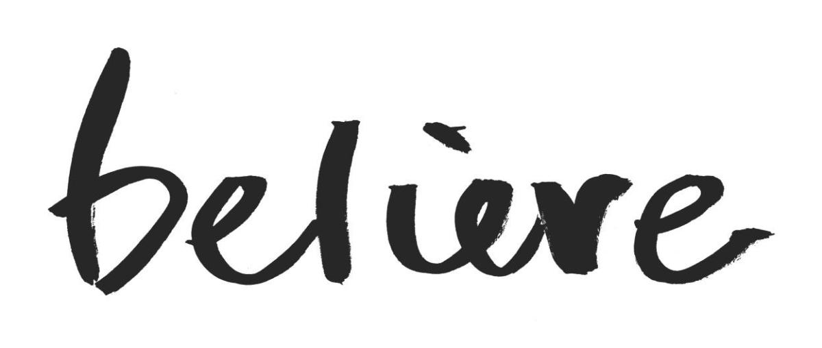 Believe Panel BW -Paper Art-52"x22"