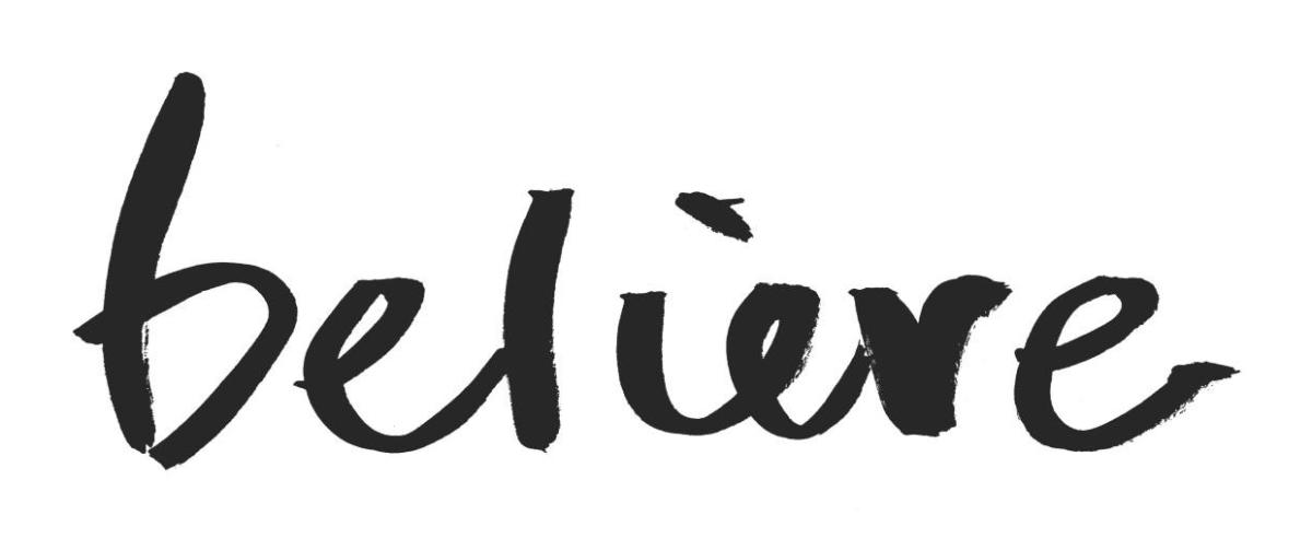 Believe Panel BW -Paper Art-62"x26"