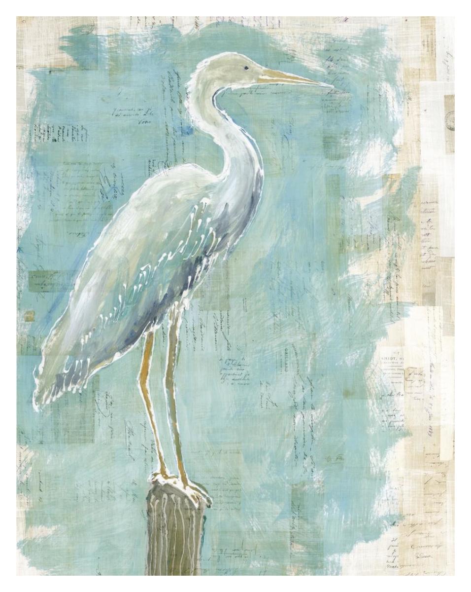 Coastal Egret I working -Paper Art-30"x37"