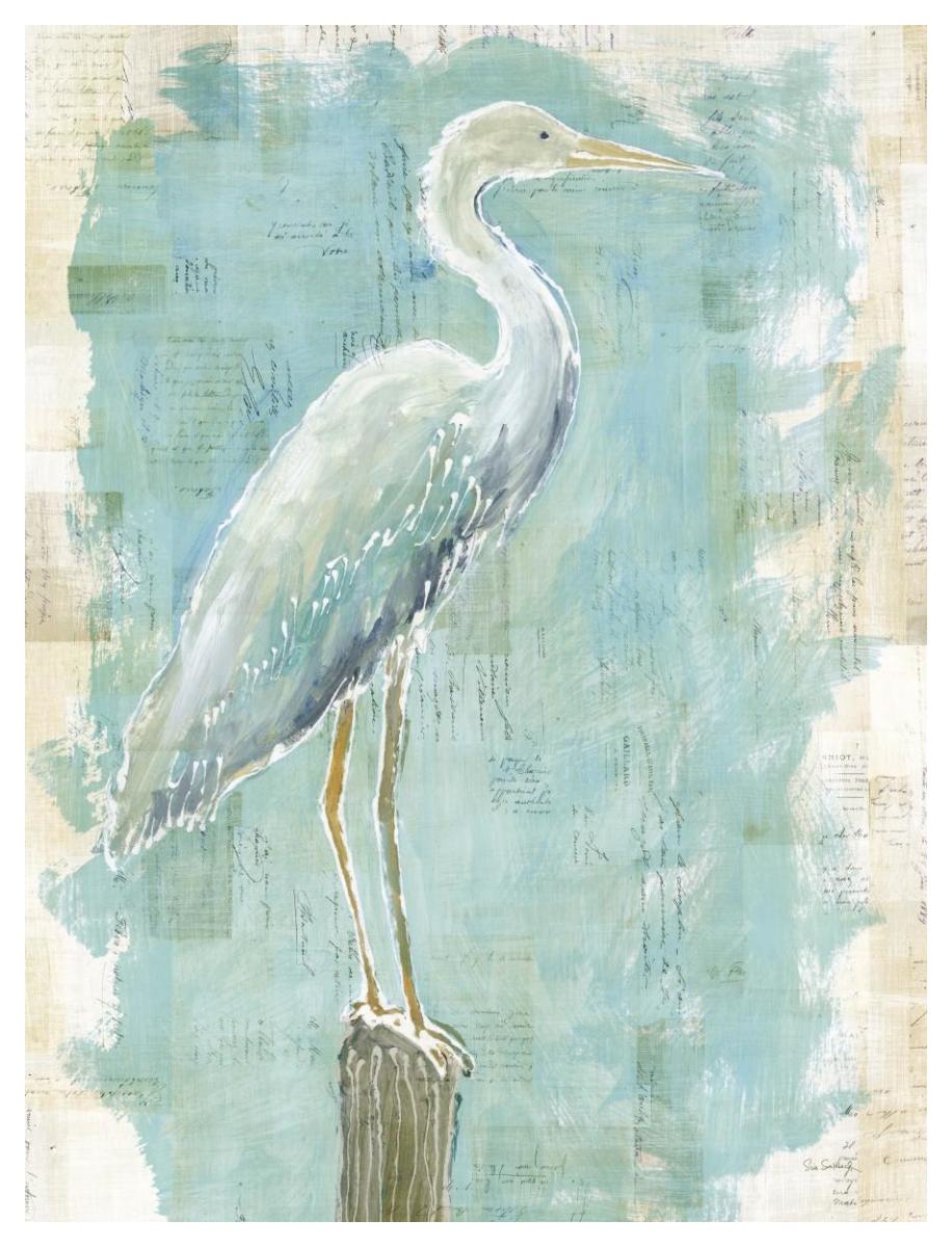 Coastal Egret I v2 -Paper Art-38"x50"