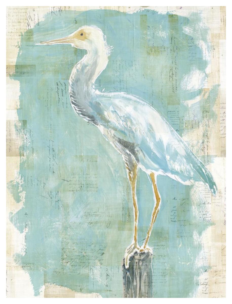 Coastal Egret II v2 -Paper Art-38"x50"