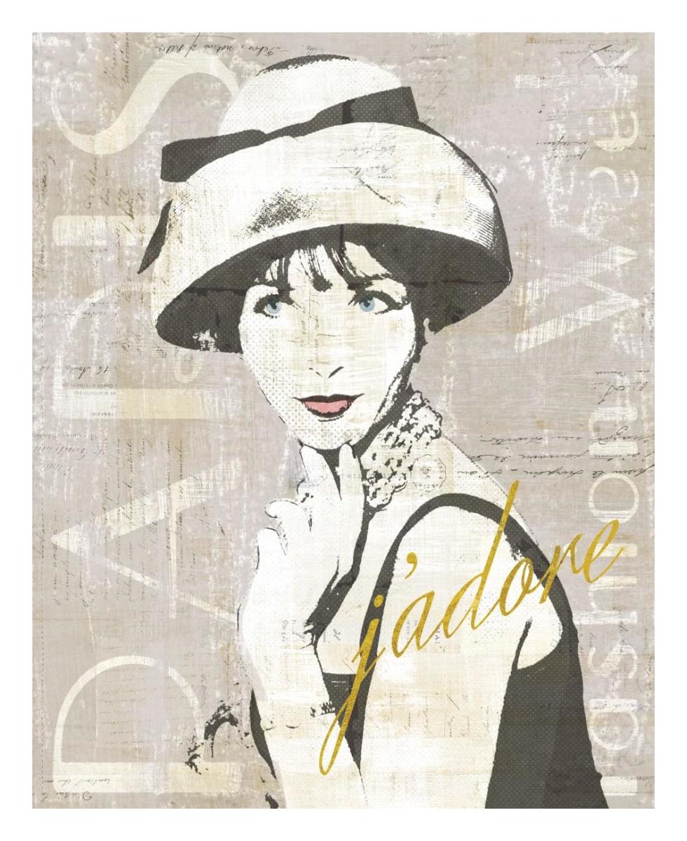 Fashion Week Paris Halftone I -Paper Art-22"x26"