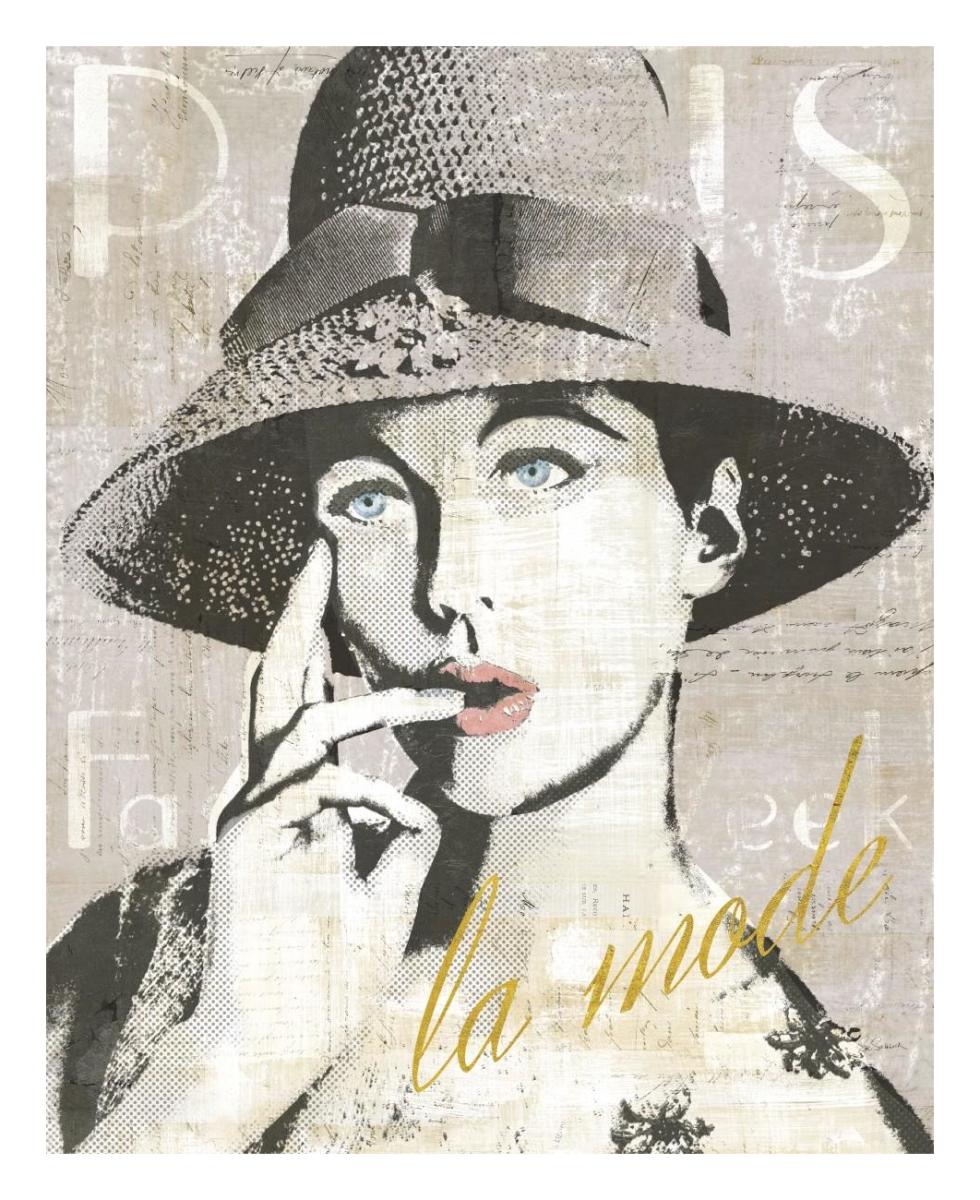 Fashion Week Paris Halftone IV -Paper Art-22"x26"