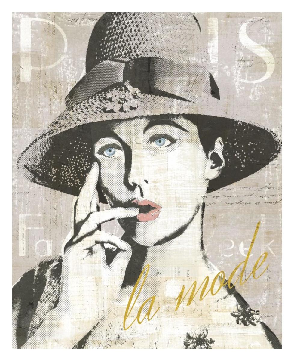 Fashion Week Paris Halftone IV -Paper Art-24"x30"