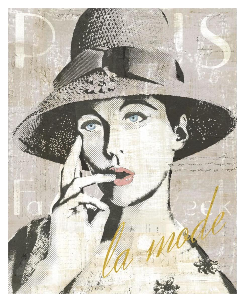 Fashion Week Paris Halftone IV -Paper Art-30"x37"