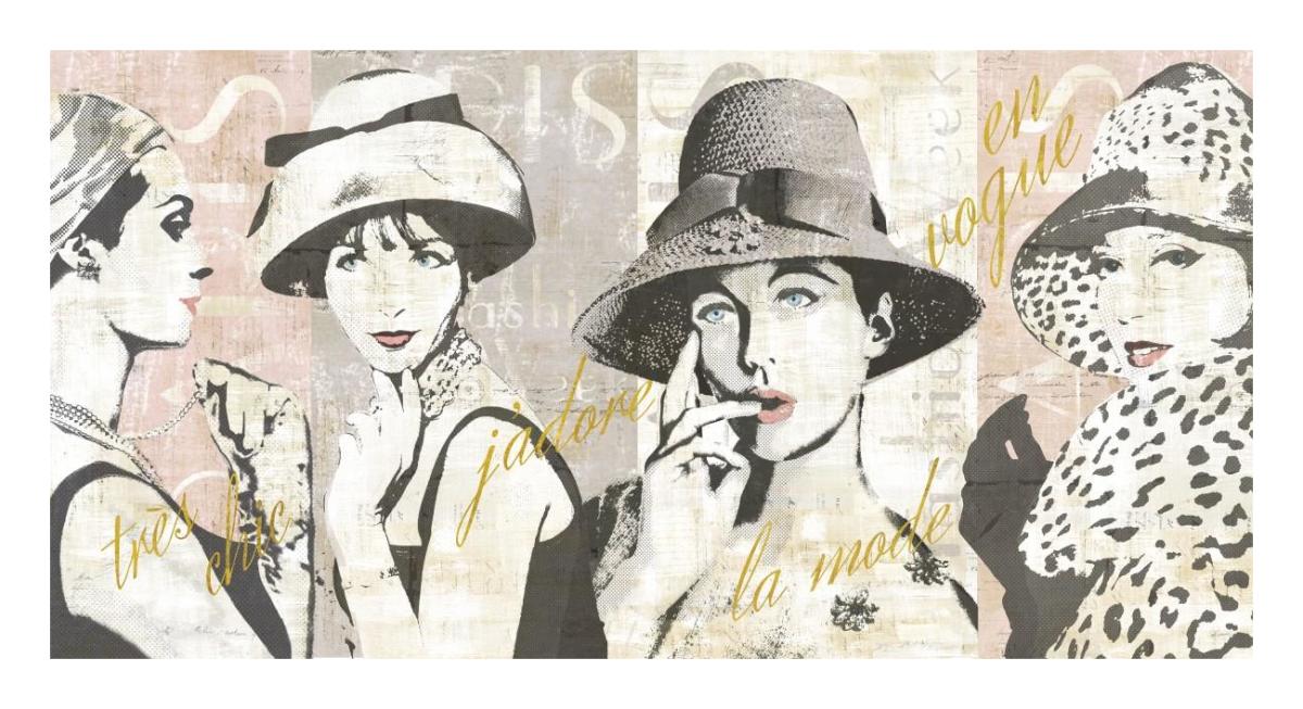 Fashion Week Paris Halftone V -Paper Art-26"x14"