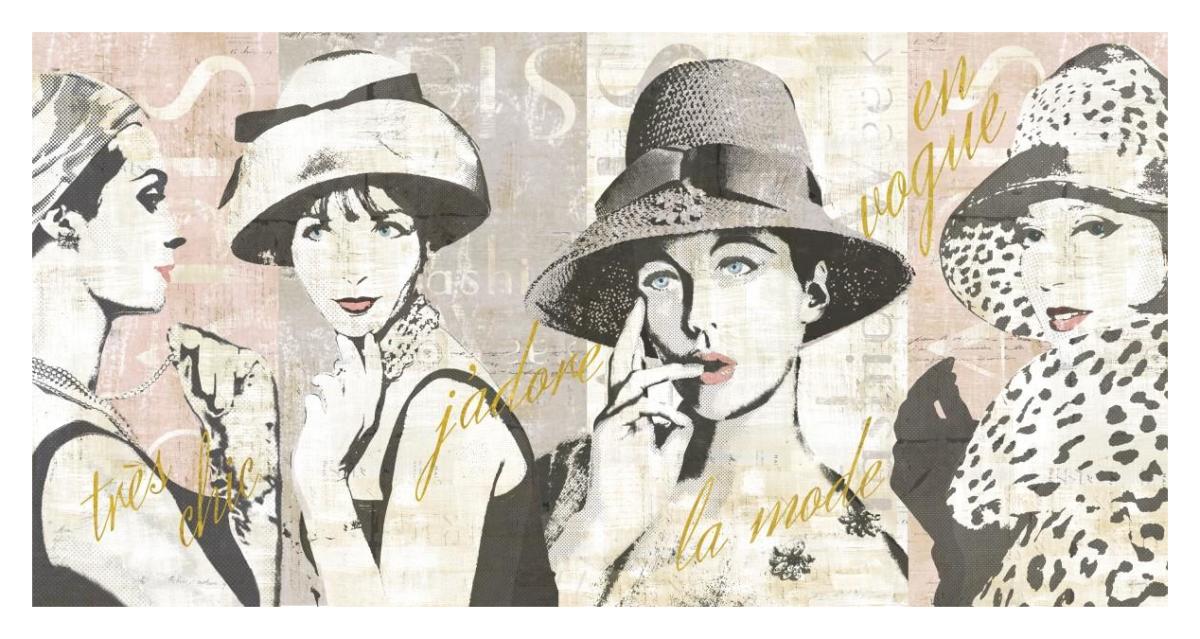 Fashion Week Paris Halftone V -Paper Art-38"x20"