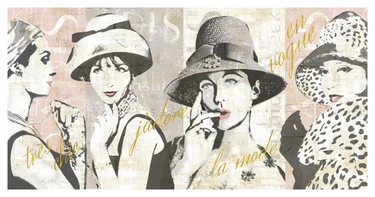 Fashion Week Paris Halftone V -Paper Art-50"x26"