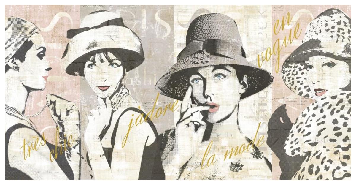 Fashion Week Paris Halftone V -Paper Art-74"x38"