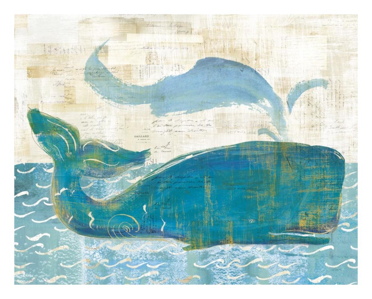 On the Waves I Whale Spray -Paper Art-26"x22"