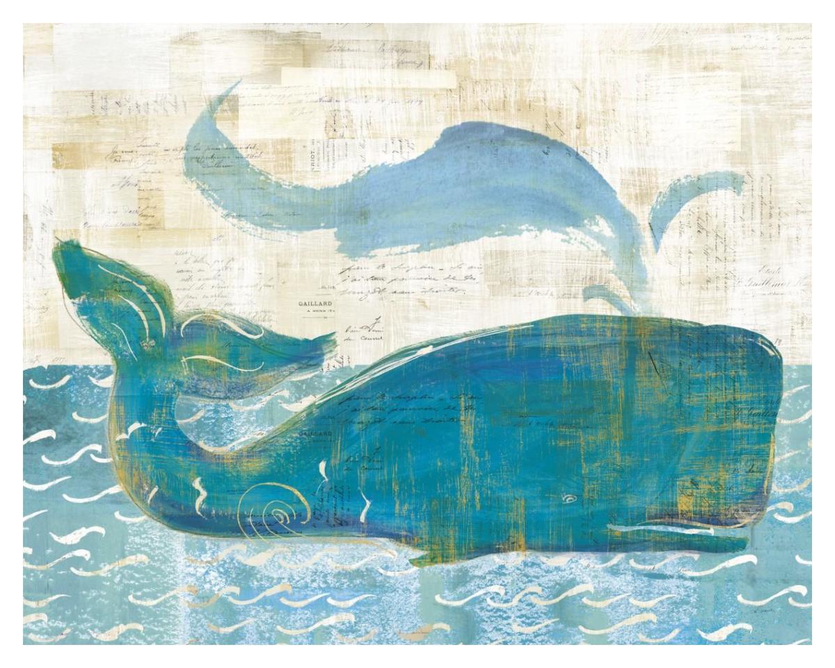 On the Waves I Whale Spray -Paper Art-37"x30"