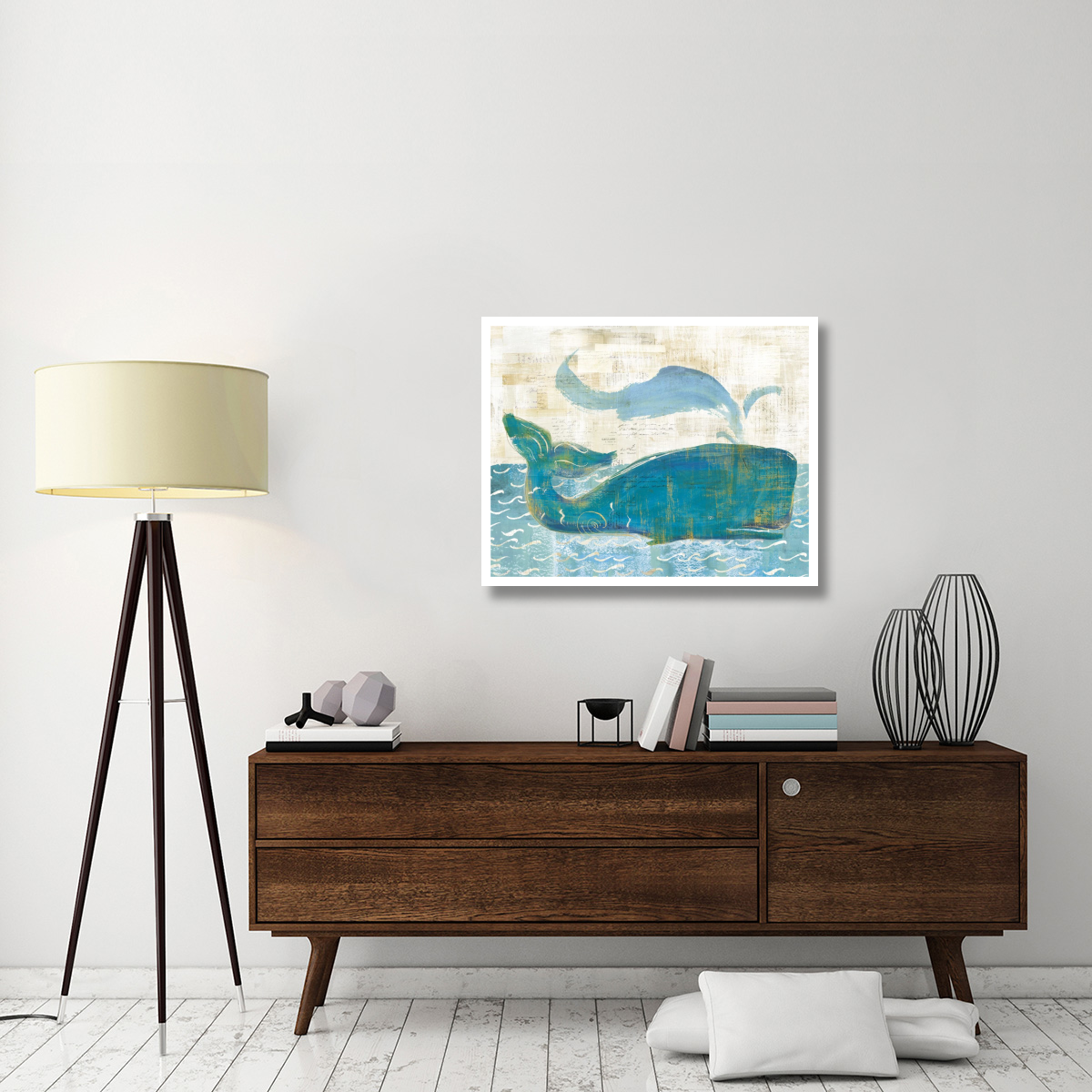 On the Waves I Whale Spray -Paper Art-37&quotx30"