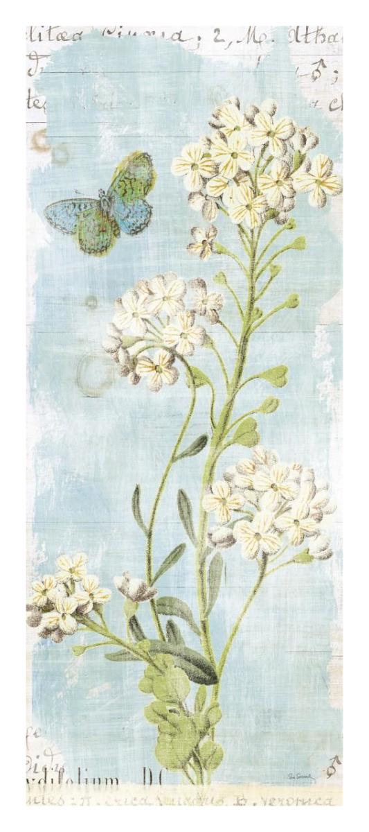 Botany Blue III -Paper Art-14"x32"